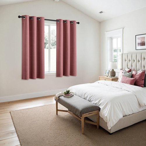 MIULEE Dusty Rose Blackout Curtains for Bedroom Living Room 54 Inches Long 2 Panels, Thermal Insulated Room Darkening Drapes Solid Grommet Noise Reduction Light Blocking Window Treatments 40x54 Inch