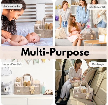 PeraBella Baby Diaper Caddy Organizer - Portable Felt Nursery Storage Bin for Newborn Essentials
