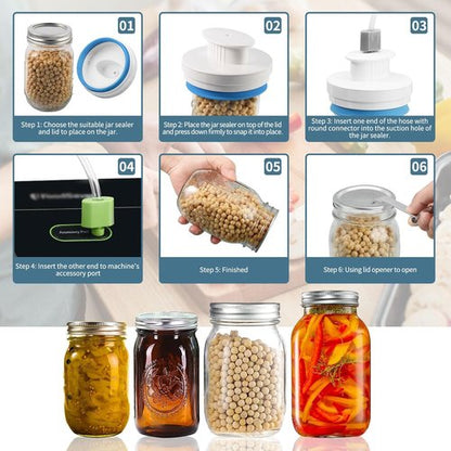 Mason Jar Canning Sealer Kit - Upgraded Sealer Set for FoodSaver Vacuum Sealers | Fits Wide & Regular Mouth Jars (White)