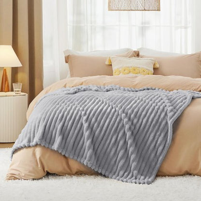 Bedsure GentleSoft Twin Blanket - Cozy Light Grey Fleece Throw for Women & Girls, 60x80 Inches
