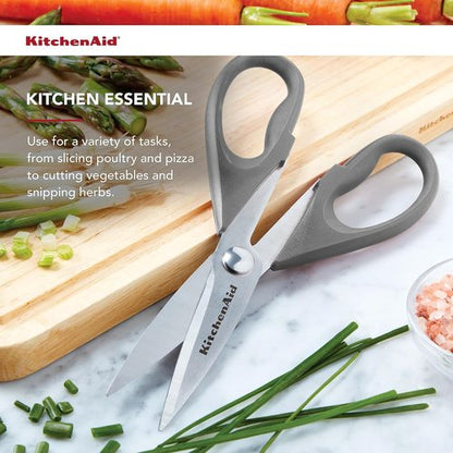 KitchenAid Kitchen Shears - Durable Stainless Steel Scissors with Protective Sheath, 8.72 Inch, Gray