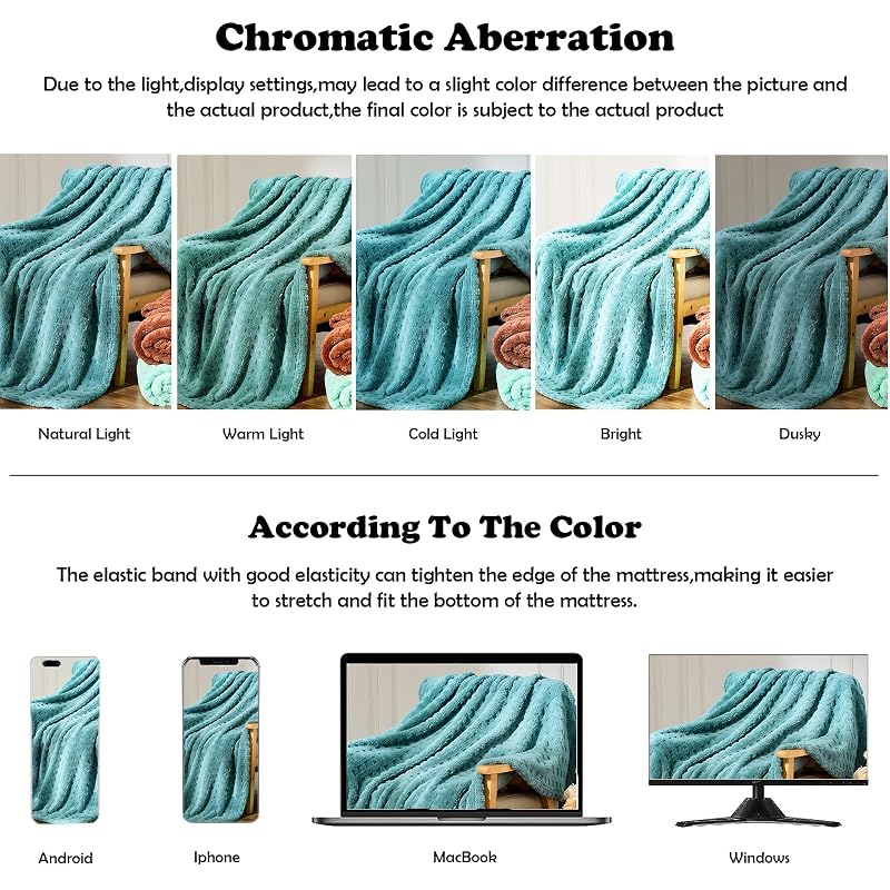 Newcosplay 3D Waffle Checkered Flannel Queen Blanket - Light Teal 90x90