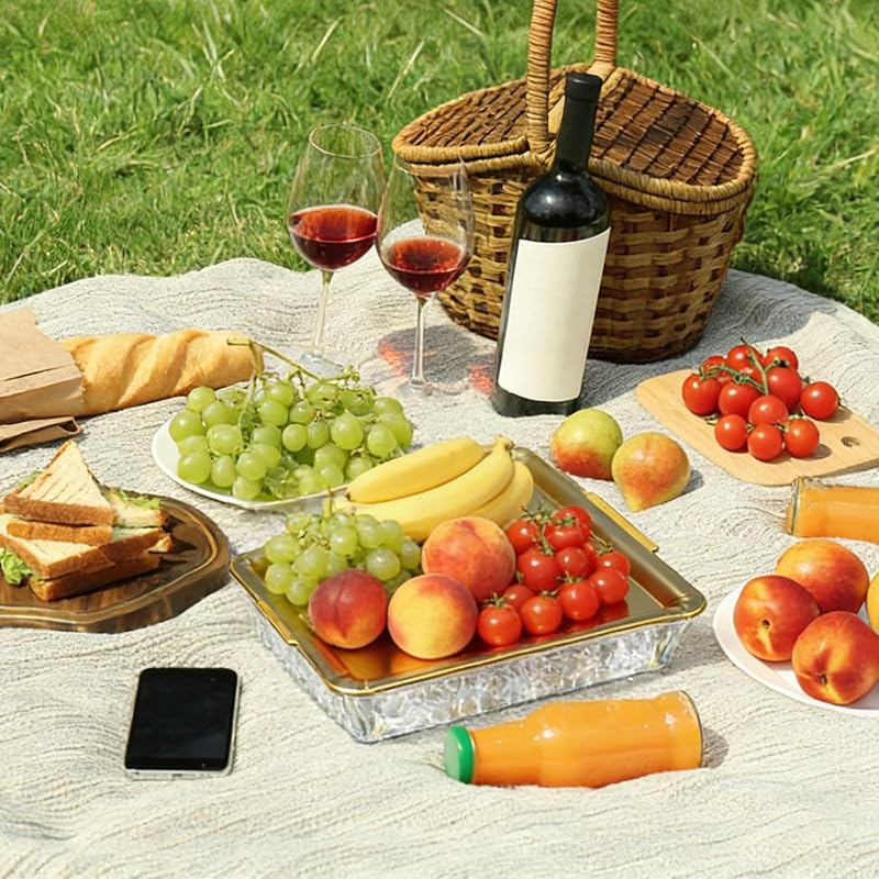 4-Set Chilled Serving Tray for Christmas Parties - 11.81" Gold (Variation: Gold+4+11.81")