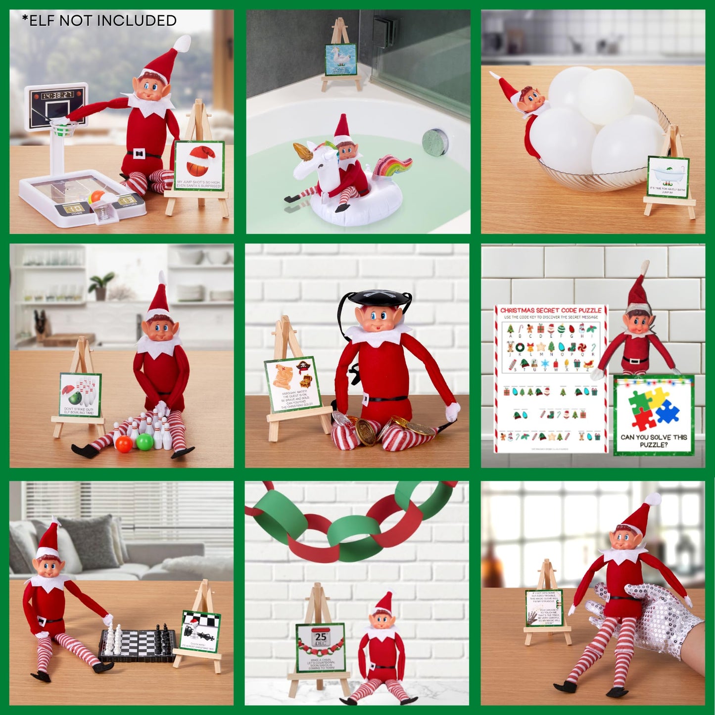 XOXO Parents Elf Kit 24 Days of Christmas 2024 - Includes 24 Days of Christmas Elf Accessories, Elf Props and Activities, Magic Gloves, Elf Notes for a Magical Christmas