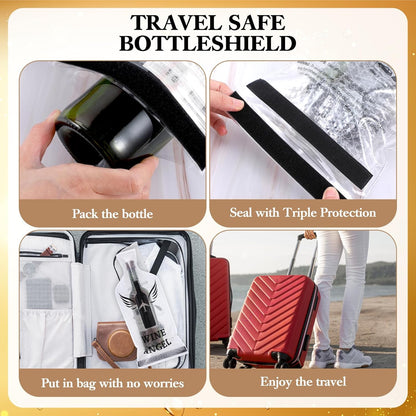 Reusable Wine Protector Travel Bag (6-pack) - Unbreakable Bottle Shipping Sleeve, Leak Proof & Double Layer Wine Bubble Wrap Sleeve, Travel Wine Bags for Suitcase Luggage