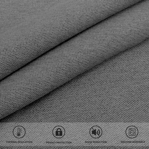 Easy-Going Linen Look Blackout Curtain Grommet Window Curtain Drapes for Bedroom, Living Room Thermal Insulated Room Darkening (2 Panels, 52x84 inch, Grey)