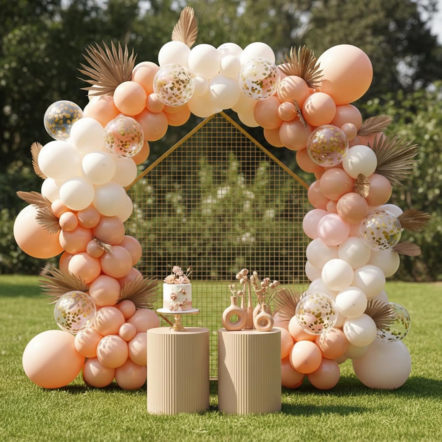 RUBFAC Peach Balloon Garland Kit - 129pcs Latex Balloons in Light Orange & Blush Pink | Perfect for Weddings, Showers & Birthdays