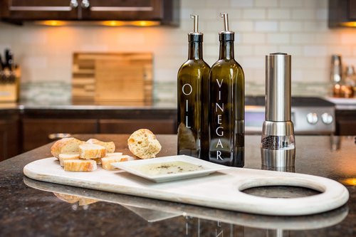 Craft Connections Co Olive Oil & Vinegar Infusion Kit - Book with 40 Recipes, Set of Green Glass Bottles with Dispensers, Mason Jar, Funnel & Strainer, and Thermometer