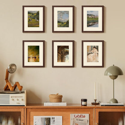 Upsimples 8x10 Picture Frame Set of 5 - Versatile Display for 5x7 with Mat or 8x10 Without | Brown