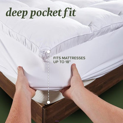 Beckham Hotel Collection King Size Mattress Pad - Extra Padded Quilted Pillow Top Protector