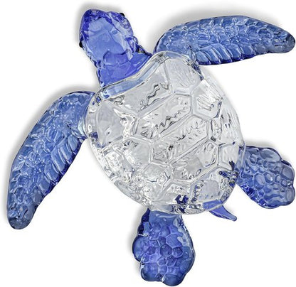HDCRYSTALGIFTS Handmade Crystal Sea Turtle Figurine - Art Glass Ocean Sculpture | 5-Inch Blue Collectible Gift for Women