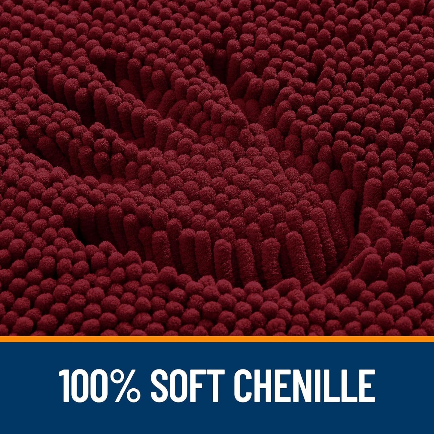 OLANLY Bathroom Runner Rugs - Soft Absorbent Chenille with Rubber Backing | 59x20 Inches, Burgundy