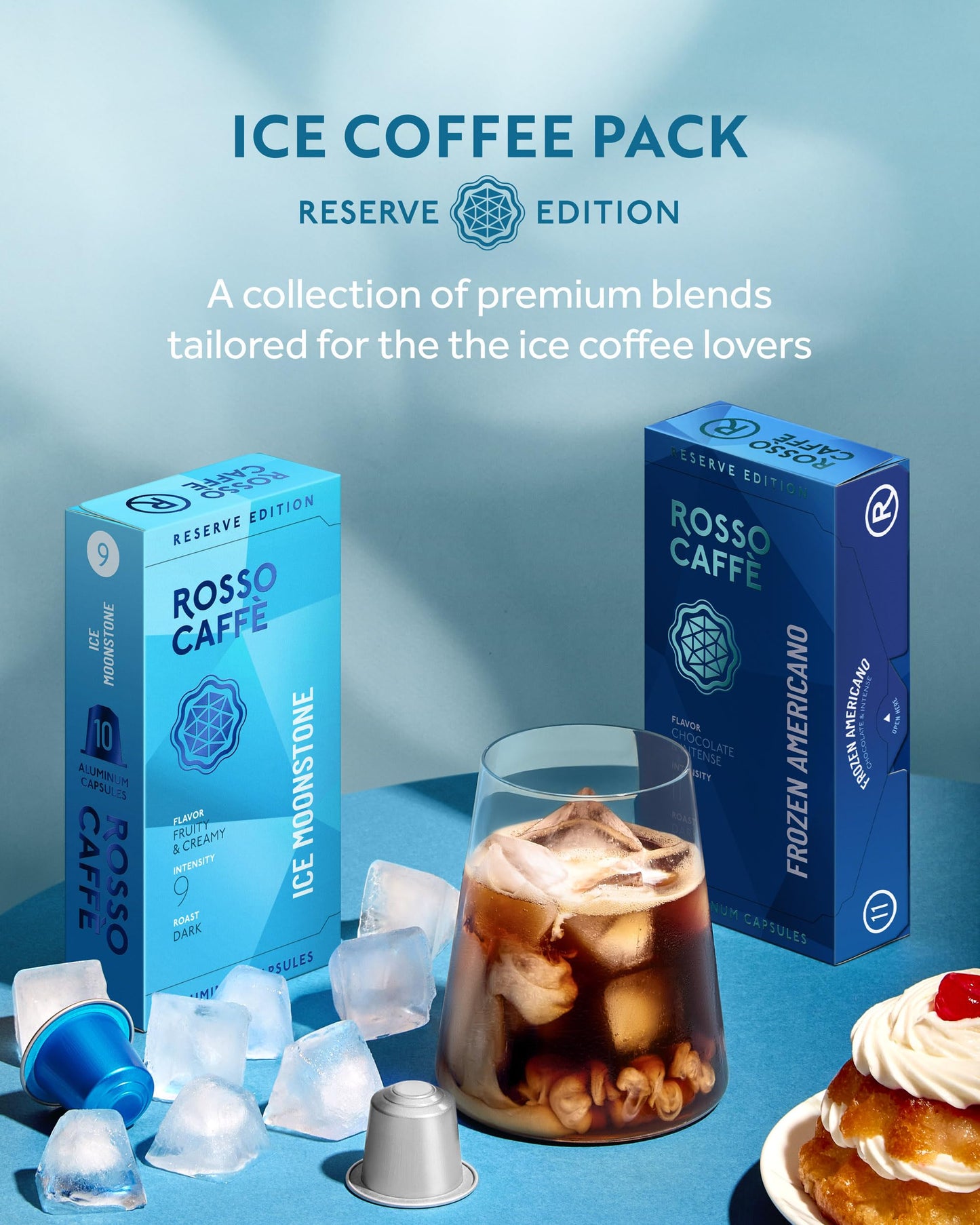 ROSSO CAFFE Espresso Coffee Pods, Compatible with Nespresso Original Machines, Reserve Ice Pack, 80 Capsules - Made in Italy