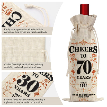 SpringWhisper 2Pcs 70th Birthday Gifts for Women Men Back in 1954 Birthday Gift 70 Years Old Gift Birthday Decoration Wine Bag Gift for Her Him Wine Gift Bag 70th Turning 70