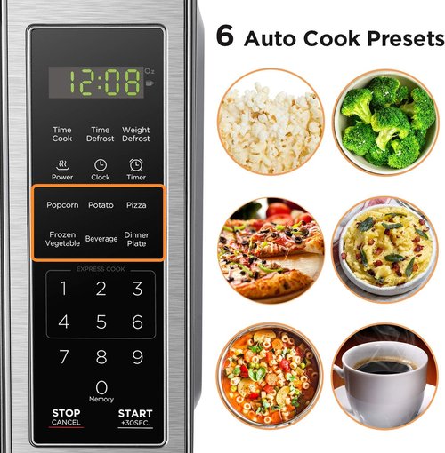 BLACK+DECKER Digital Microwave Oven - 700W with Turntable, Child Safety Lock, Stainless Steel, 0.7 Cu.ft