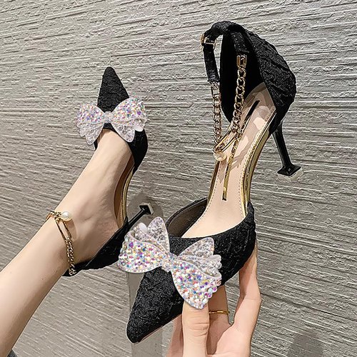 KOOBOOK Sparkly Rhinestone Bow Shoe Clips - Fashionable Shoe Decorations (2 Pcs)