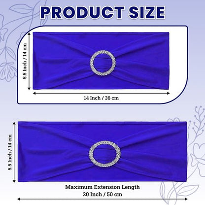 MDS Spandex Chair Sashes - Premium Stretch Covers with Buckle Slider for Weddings & Events | Royal Blue, Pack of 50