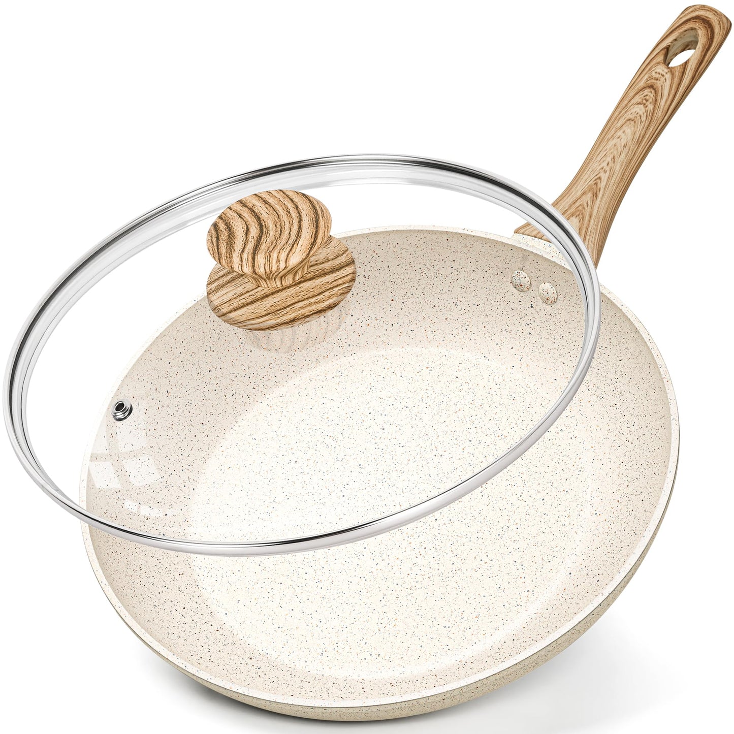 MICHELANGELO Frying Pans Nonstick - 12 Inch Frying Pan with Lid, Large 12 Inch Pan with Ergonomic Handle, Non-Toxic Fry Pan - All Cooktops Compatible