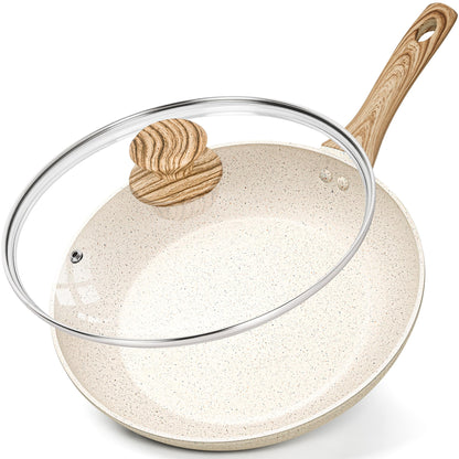 MICHELANGELO Frying Pans Nonstick - 12 Inch Frying Pan with Lid, Large 12 Inch Pan with Ergonomic Handle, Non-Toxic Fry Pan - All Cooktops Compatible