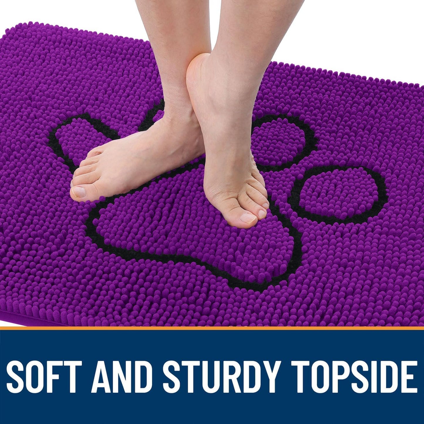 OLANLY Dog Door Mat - Absorbent Non-Slip Mud Mat for Paws | 48x30 Inches, Quick Dry Chenille, Purple