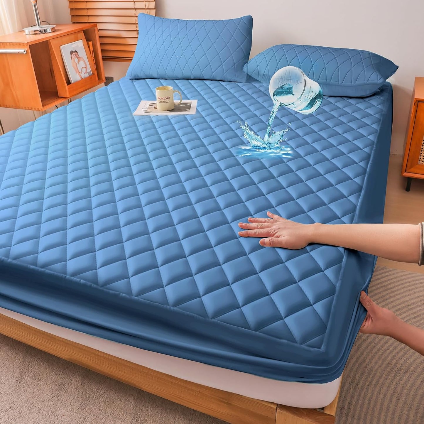 WESLEEPER Waterproof Mattress Protector - Super Soft & Breathable Bed Cover | Blue Twin Size