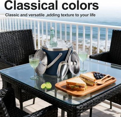 3L Double-Wall Insulated Stainless Steel Ice Bucket with scoop for Cocktail Bar - Metal Ice Bucket for freezer with Lid for parties,Camping,and More!champagne bucket,bar cart accessories