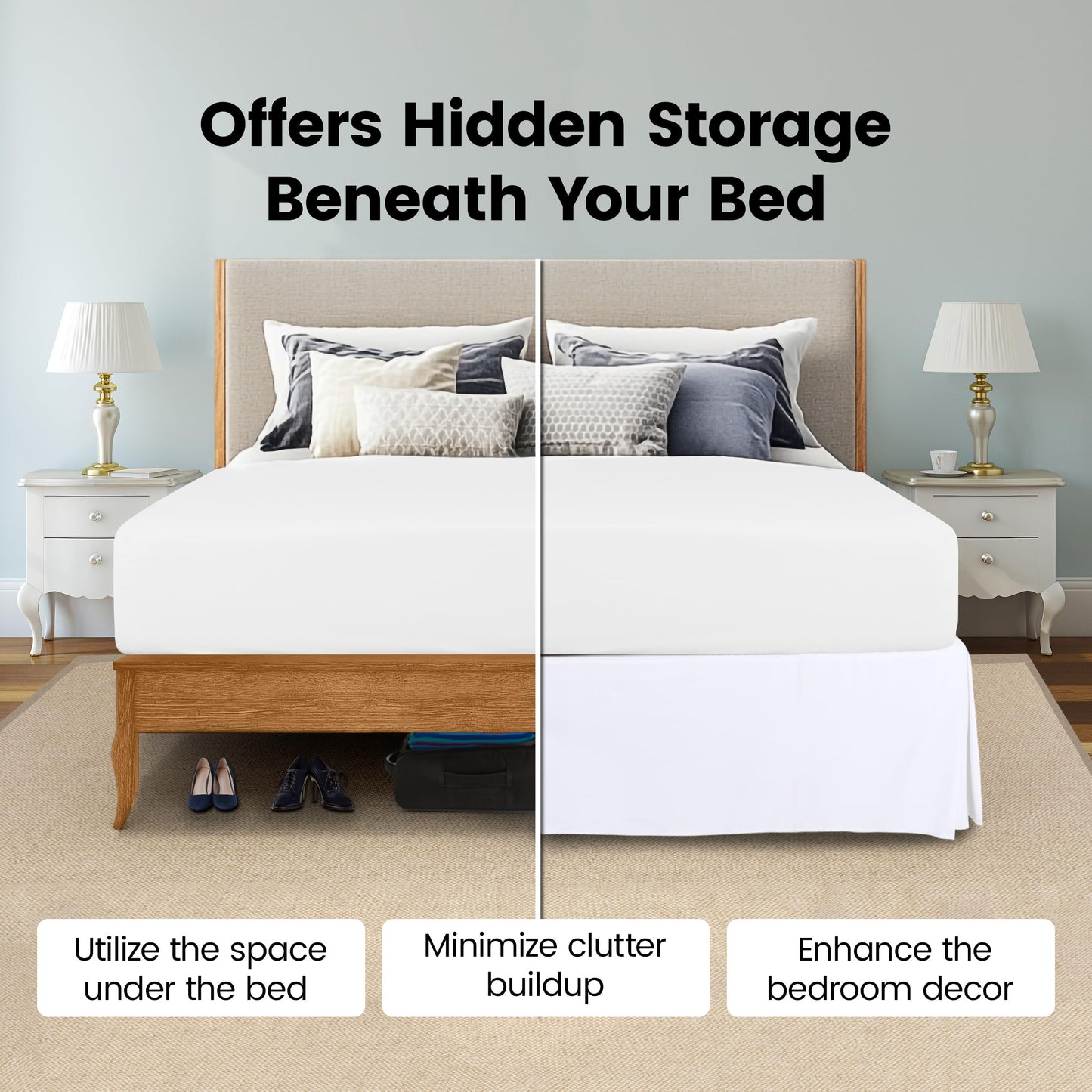 Utopia Bedding Twin Bed Skirt - Soft Quadruple Pleated Ruffle - Easy Fit with 15 Inch Tailored Drop - Hotel Quality, Shrinkage and Fade Resistant (Twin, White)