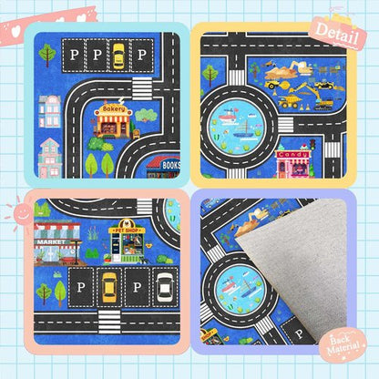 Fuzorise Kids Car Road Rug for Playroom, Washable Non-Slip Kids Rug for Girls & Boys Bedroom, Kids Carpet Educational City Traffic Route Playmat for Classroom