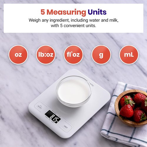 Etekcity Digital Food Kitchen Scale - Accurate Grams & Ounces Measurement for Baking & Meal Prep | Medium White