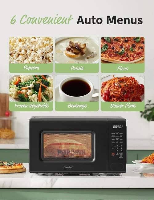 COMFEE Countertop Microwave Oven - 11 Power Levels, Fast Multi-Stage Cooking, 700W | Child Lock & Turntable Reset