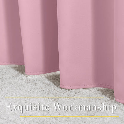 NICETOWN Room Darkening Bedroom Curtains 63 inches Long, Window Treatment Thermal Insulated Solid Grommet Voice Reducing Drapes for Kids Room, Crystal Pink, Set of 2, W46 x L63