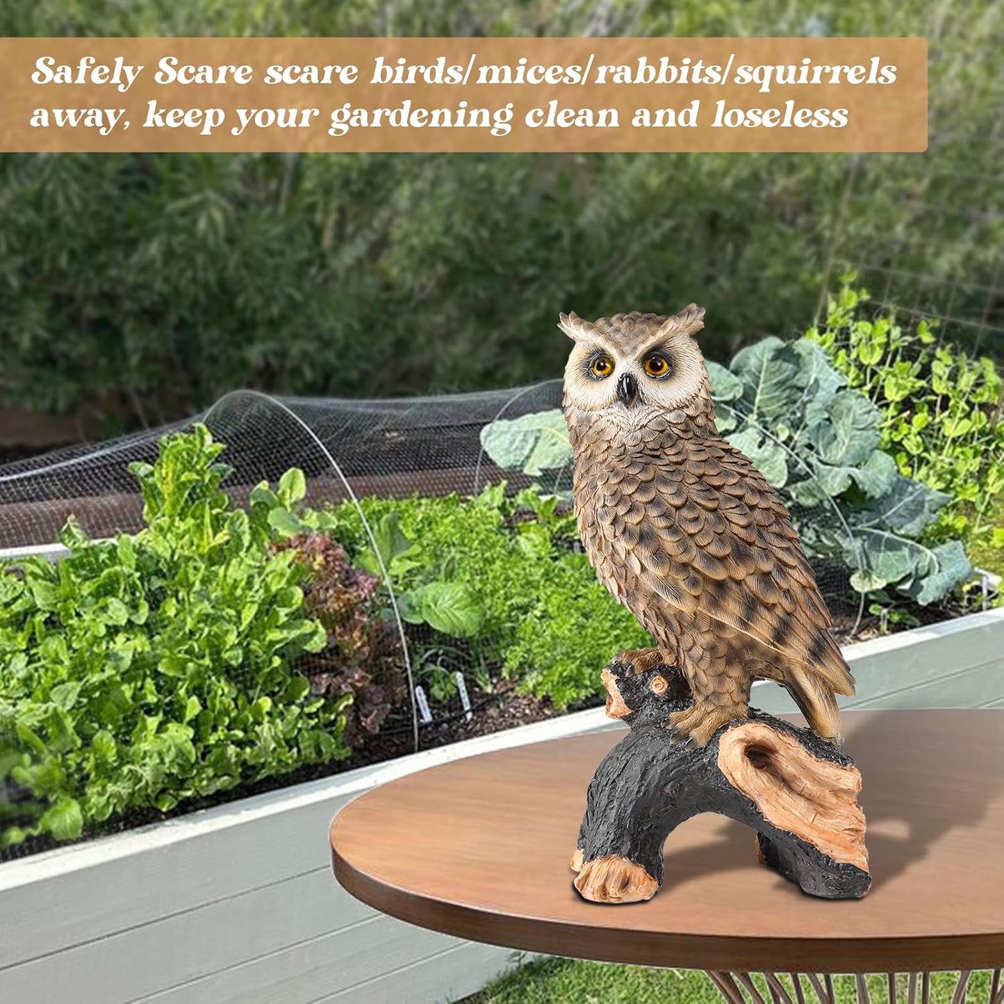 Regine Switzerland Owl Garden Statue - Perching Resin Figurine for Indoor & Outdoor Decor