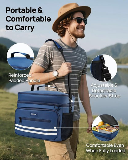 Insulated Lunch Box - 26L X-Large Leak-Proof Cooler Bag with Adjustable Strap | Ideal for Work, Picnic, Travel - Blue