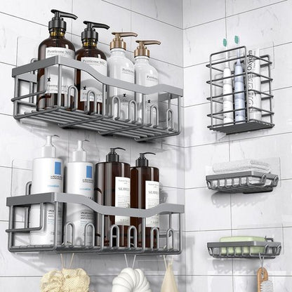 EUDELE Rustproof Stainless Steel Shower Caddy - No Drill Adhesive Organizer with Large Capacity | XL Size for Bathroom & Kitchen Storage