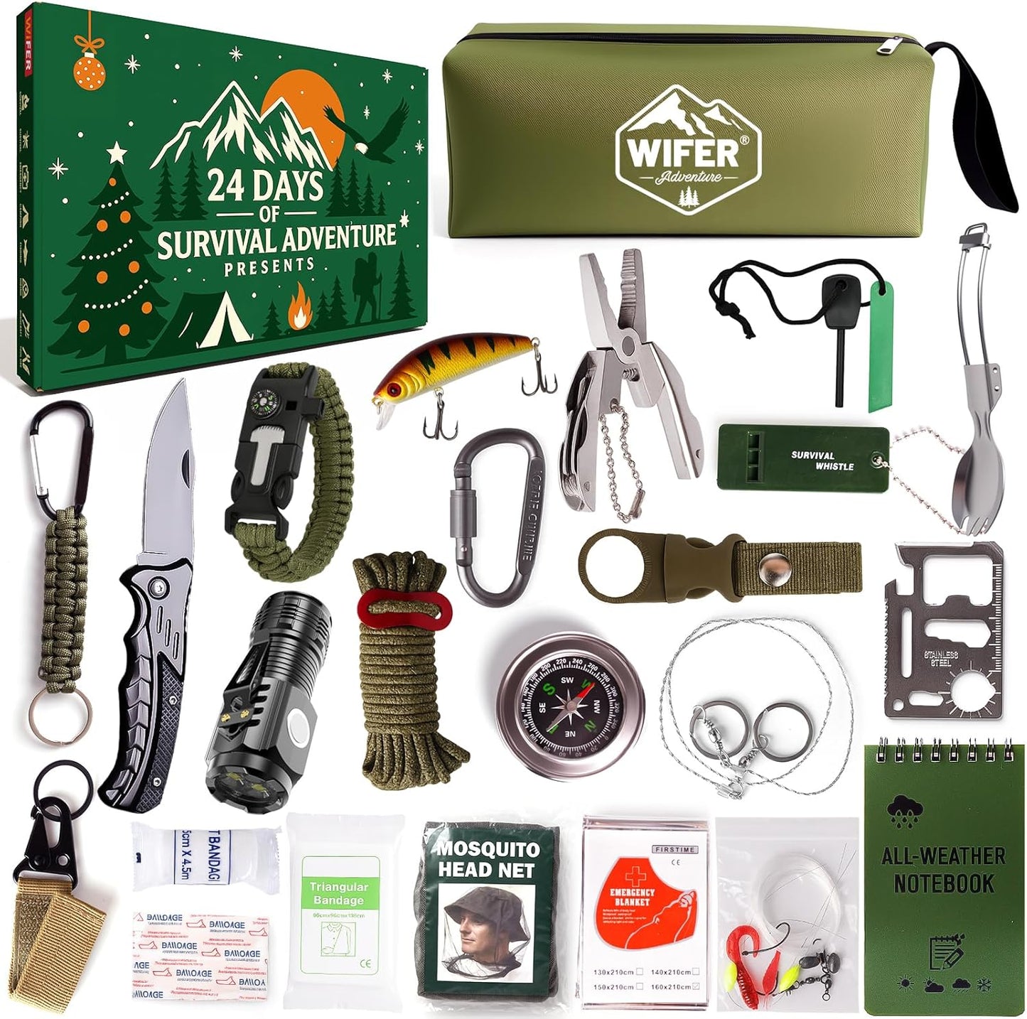 Survival Kit Advent Calendar 2025 - 24 Days of Essential Survival Tools for Outdoor Enthusiasts