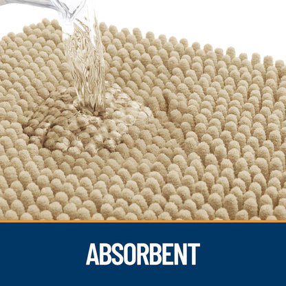 OLANLY Dog Door Mat - Absorbent Non-Slip Chenille Mat for Muddy Paws | 30x17 Inches, Beige