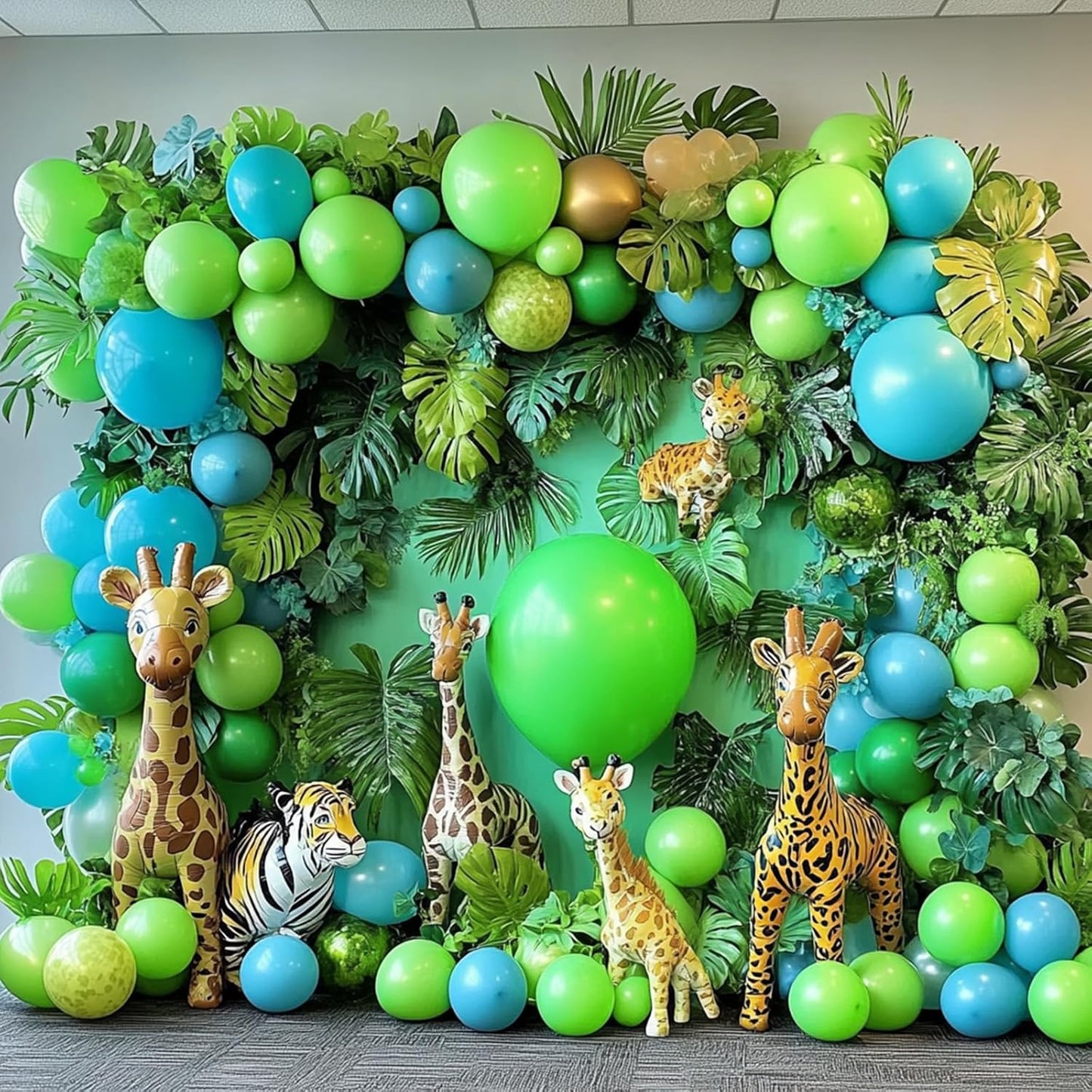 RUBFAC Lime Green Balloons - 129-Piece Neon Latex Balloon Garland Kit for Birthday & Baby Shower Decor
