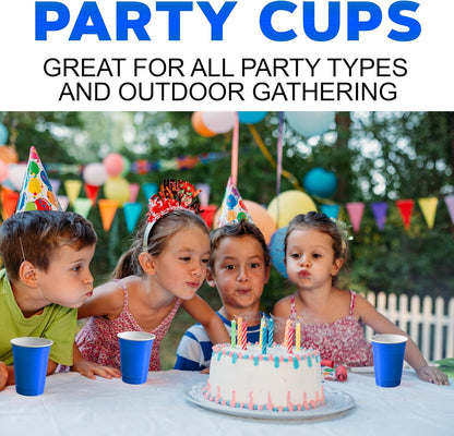 PAMI 16oz Blue Plastic Party Cups - Pack of 30 Disposable Drinking Glasses for Iced Tea, Beer & Cocktails