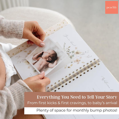 Peachly Pregnancy Journal - Linen Keepsake Book to Capture Milestones | Perfect for New & Experienced Moms