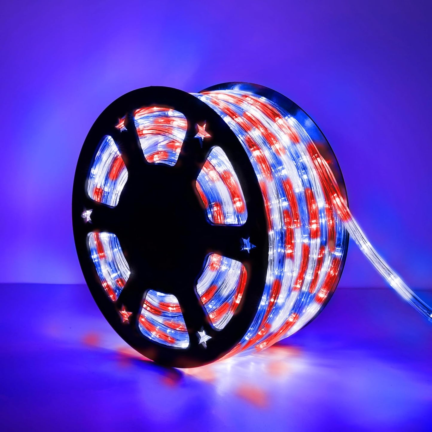 Skiennix 200ft LED Rope Lights - Waterproof Flexible Tube Lighting with 8 Modes | Red, White & Blue