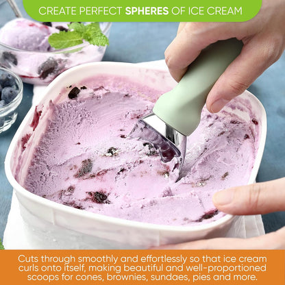 Spring Chef Ice Cream Scoop - Professional Heavy-Duty Scooper with Comfortable Handle | Perfect for Gelato, Sorbet, Cookie Dough
