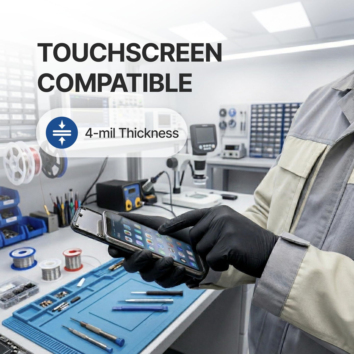 Schneider Black Vinyl Synthetic Exam Gloves, 4 Mil, Large, Disposable Gloves Latex-Free, Plastic for Medical, Cooking, Cleaning, and Food Prep, Surgical Powder-Free, Non-Sterile, 100-ct Box (L)