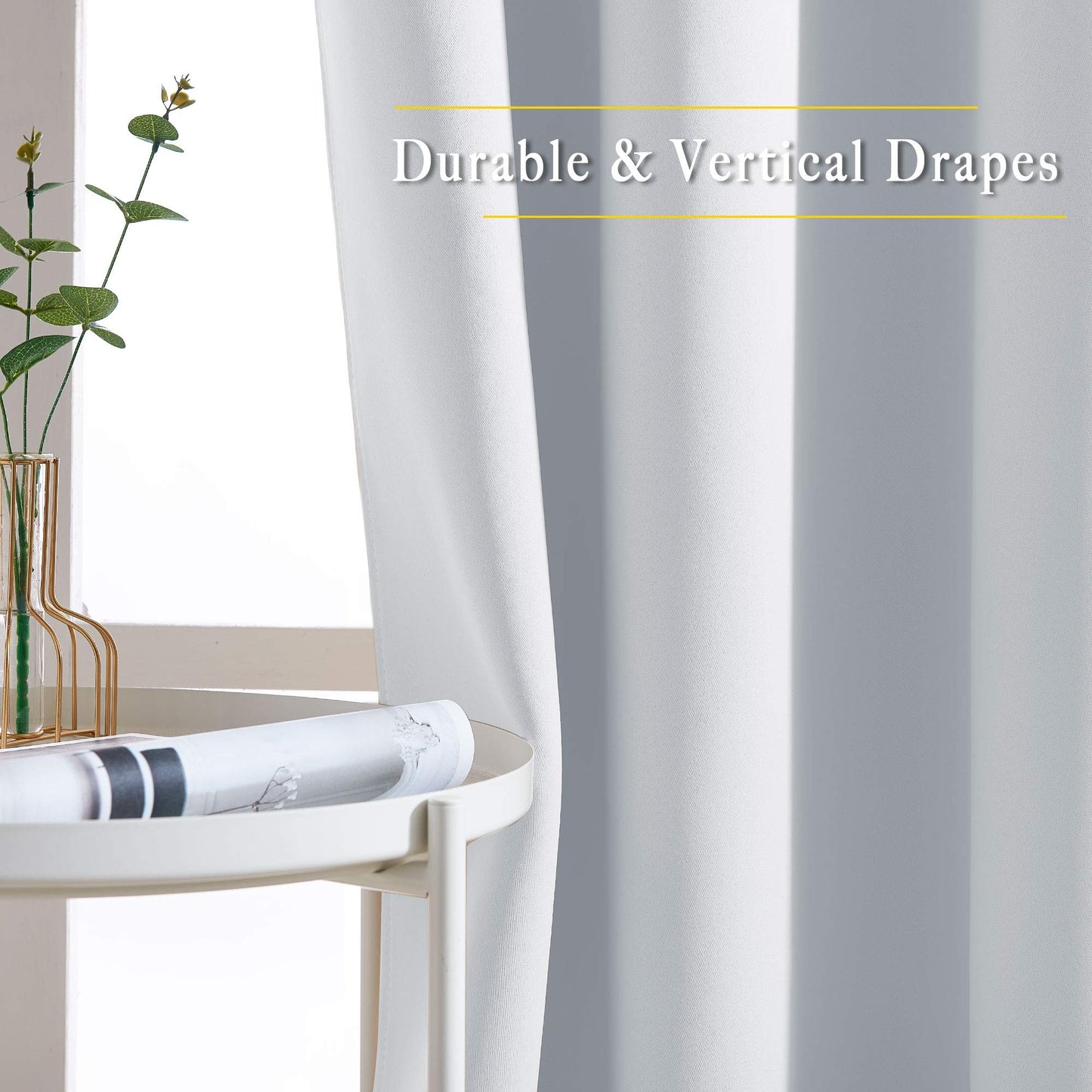 NICETOWN Blackout Living Room Curtains Greyish White - Home Fashion Ring Top Thermal Insulated Darkening Curtains for Bedroom/Living Room (2 Panels, W52 x L90, Greyish White)