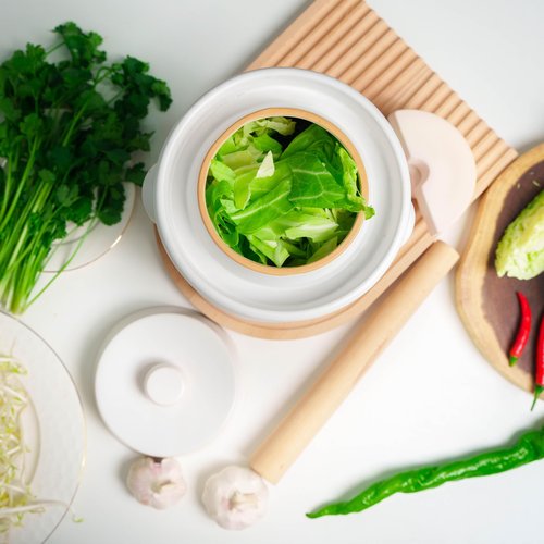 Fermentation Crock 3.8Liter/1 Gallon Stoneware Pot for Fermenting, Pickling Kimchi, Pickles, Vegetables, Kombucha - Glazed Fermenter with Stone Weights, Lid & Pickle Tamper-White Crock