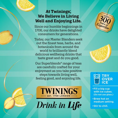 Twinings Probiotics+ Lemon & Ginger Herbal Tea 72 K-Cup Pods for Keurig, 12 Count (Pack of 6), Supports Digestive Health, Naturally Caffeine-Free, Enjoy Hot or Iced