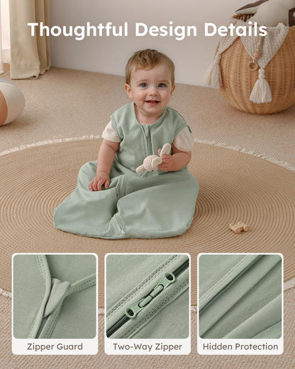 Yoofoss Baby Sleep Sack - 100% Organic Cotton Wearable Blanket for 6-12 Months | 3 Pack, Soft & Lightweight