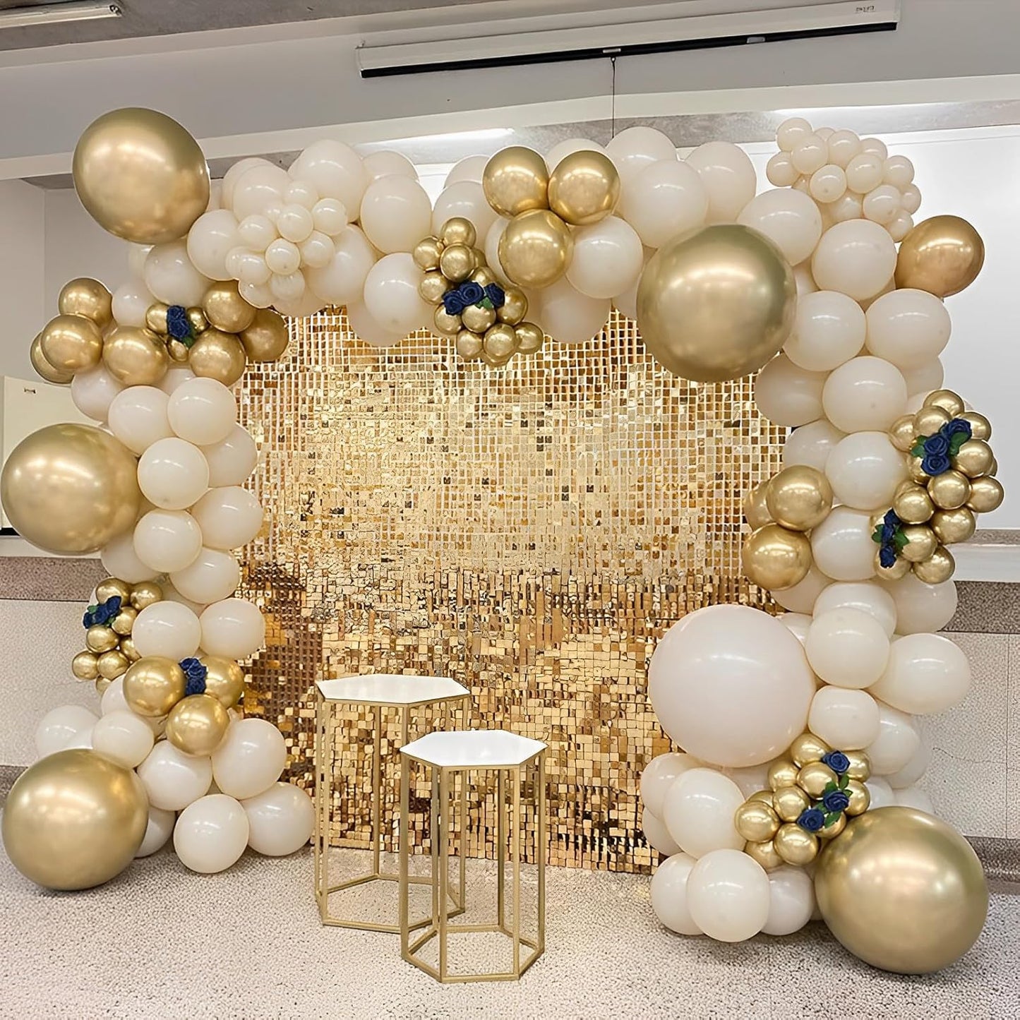 Voircoloria 110pcs Metallic Gold Balloons - 12 Inch Chrome Latex for Weddings, Birthdays & Celebrations