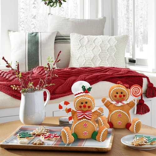 CRCZK Gingerbread Christmas Decorations - Plush Candy Cane Centerpieces for Festive Indoor Decor