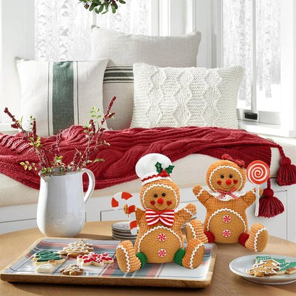 CRCZK Gingerbread Christmas Decorations - Plush Candy Cane Centerpieces for Festive Indoor Decor