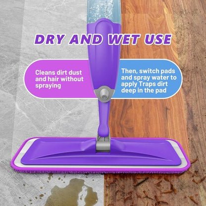 HOMTOYOU Spray Mop - Efficient Floor Cleaning Tool with 3 Washable Microfiber Pads | Ideal for Hardwood, Tile & Vinyl